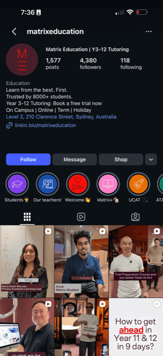 Matrix Education Instagram