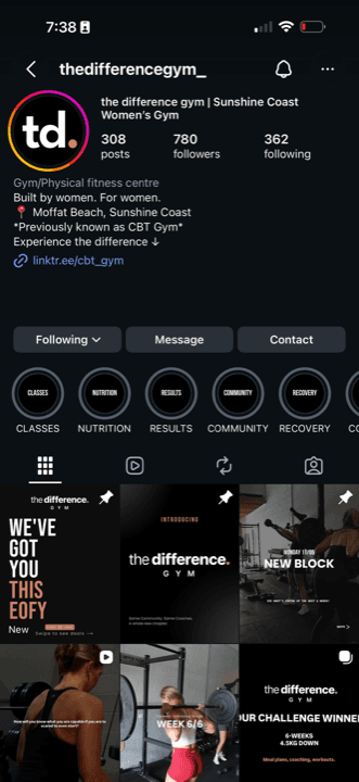 The Difference Gym Instagram
