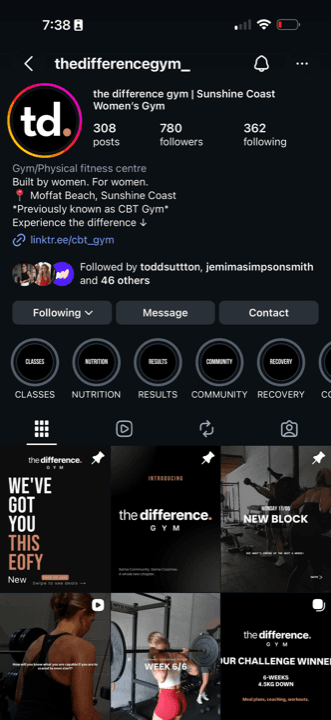 The Difference Gym Instagram